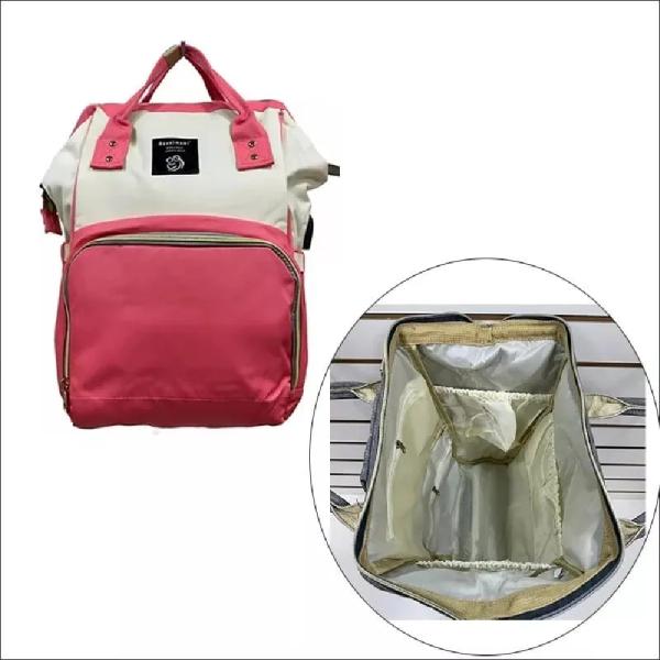 Mochila Pañalera Bebé Coral Crema – Organizador Multiusos