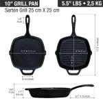 Sartén Grill Uysa 25 cm Rectangular 10x10 Hierro Fundido - 55145003