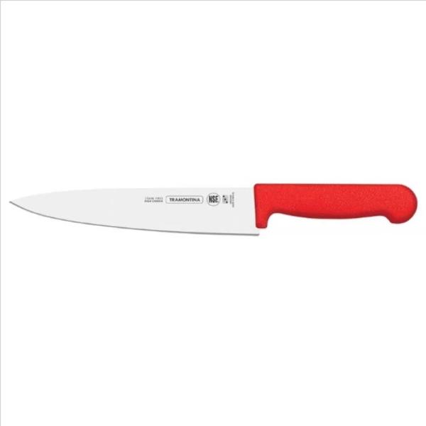 Tramontina 24620-078 Cuchillo de Cocina 8" Mango Ergonomico Rojo Ideal para Chefs y Hogar