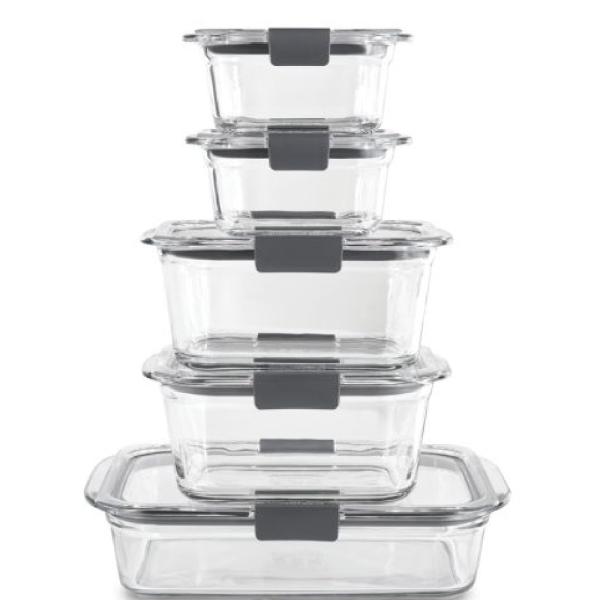 Rubbermaid 2125081 Set 5 Contenedores Alimentos Tapa Segura Apilables Microondable