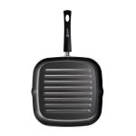 FACUSA Plancha Grill 28cm Antiadherente 4 Capas Reversible Profesional Negro