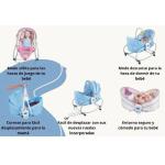 Versatile Mecedora 6 en 1 para Bebé Multifuncional con Portaobjetos y Balanceo Suave Azul