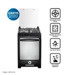 Indurama Zafiro Pompeya Cocina 4 Quemadores 5.5 kW Encendido Eléctrico Parrilla Fundida Negro Zafiro