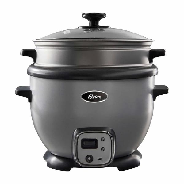 Oster CKSTRC7030S Arrocera Multiusos 12 Tazas Acero Inoxidable Función Sofrito Bandeja Vapor Plateado