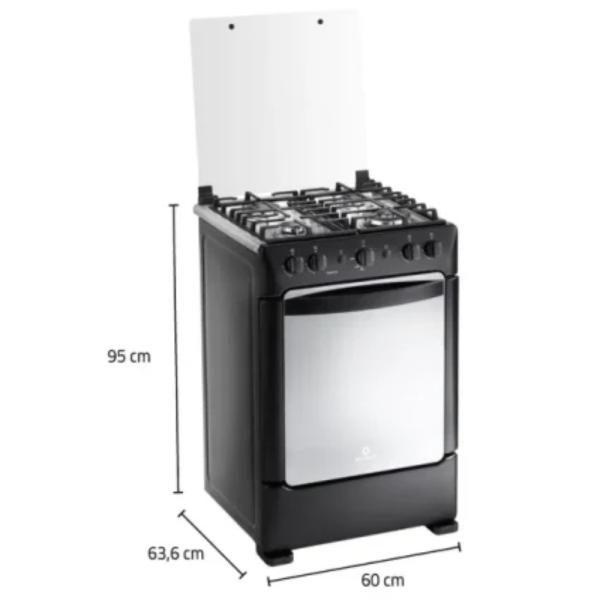 Indurama Zafiro Pompeya Cocina 4 Quemadores 5.5 kW Encendido Eléctrico Parrilla Fundida Negro Zafiro