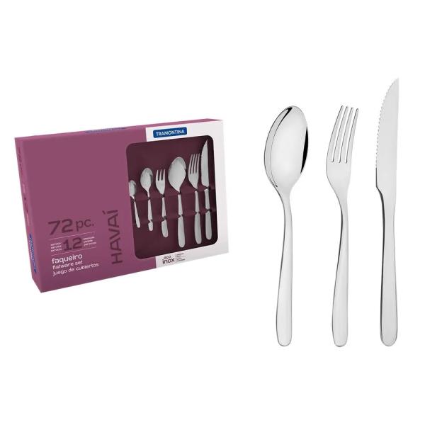 Juego de Cubiertos Havai 72 Piezas Acero Inoxidable 18/10 Calidad Superior y Fácil Mantenimiento