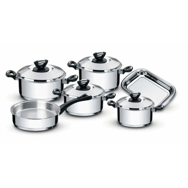 olar Acero Inoxidable Juego de Ollas x10 5.5L 3.5L 2L Cocina Rápida y Uniforme Plata