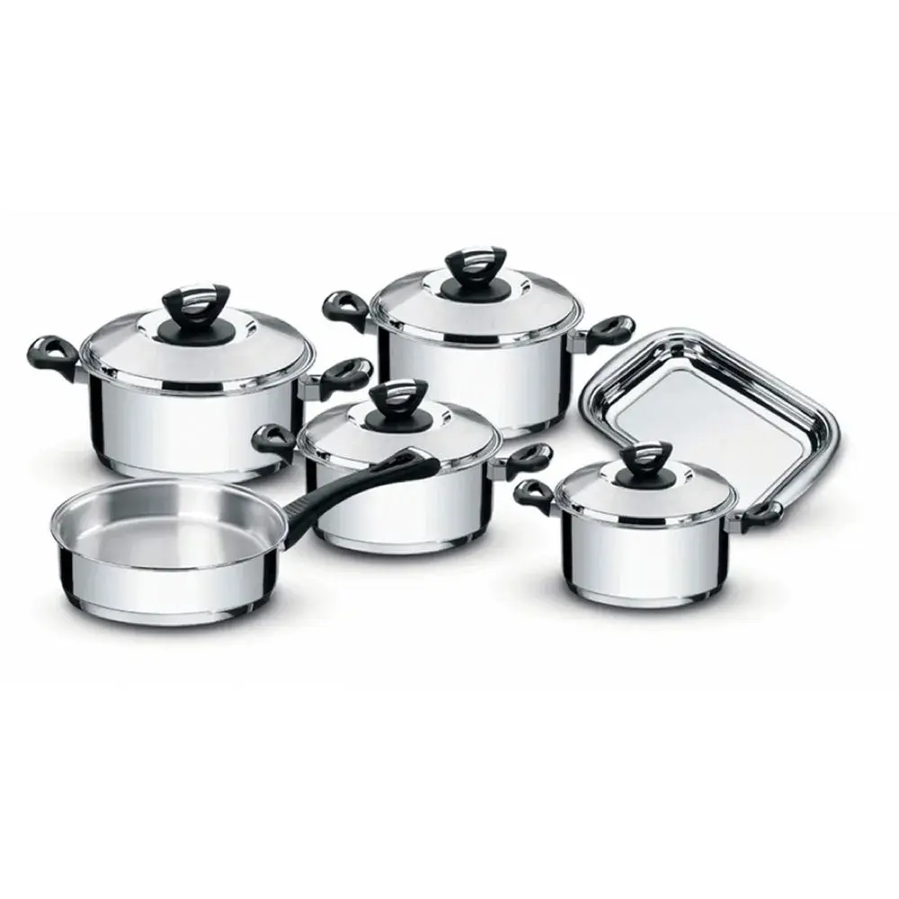 olar Acero Inoxidable Juego de Ollas x10 5.5L 3.5L 2L Cocina Rápida y Uniforme Plata