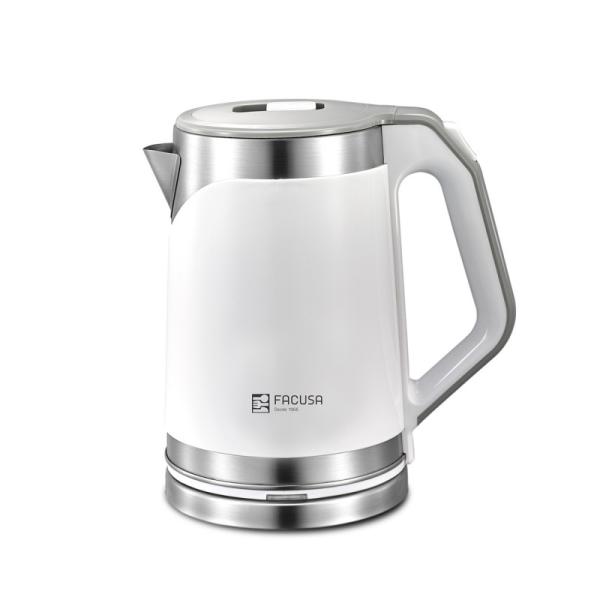 Facusa Hervidor Gourmet 2.0L 2000W Apagado Automático Base 360° Acero Inoxidable Blanco