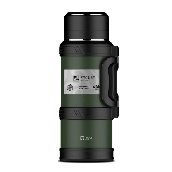 Termo Facusa Explorer 2.5 Litros Aislamiento 24H Mantiene Temperatura Negro