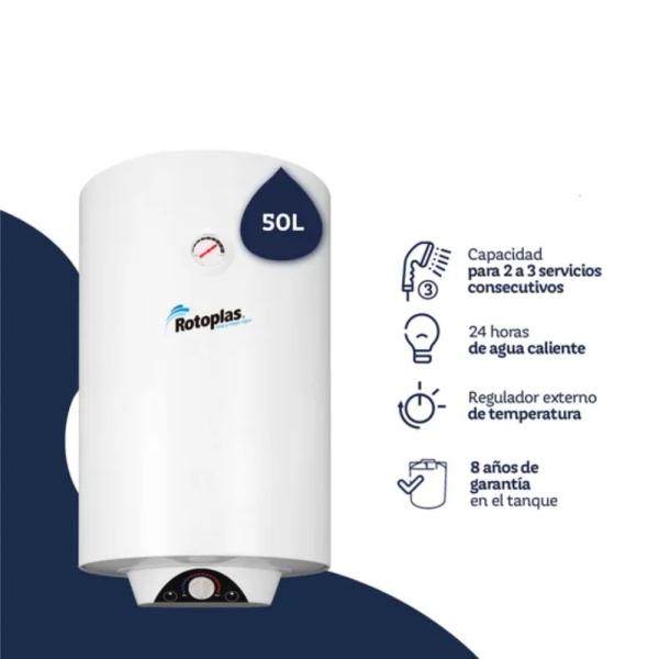 Rotoplas Ecoterma 50L Termo Eléctrico de Acumulación Acero Inoxidable Blanco