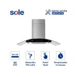 Sole TURE84CO Campana Extractora 90cm 650m³/h 4 Velocidades Acero Inoxidable