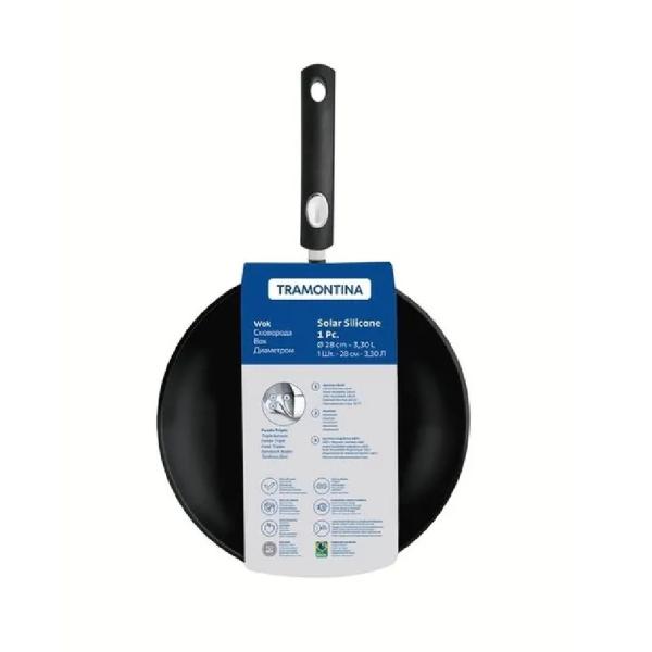 Tramontina Sartén Wok Profesional 28cm con Tapa 3.3 Lt Antiadherente - 10145671