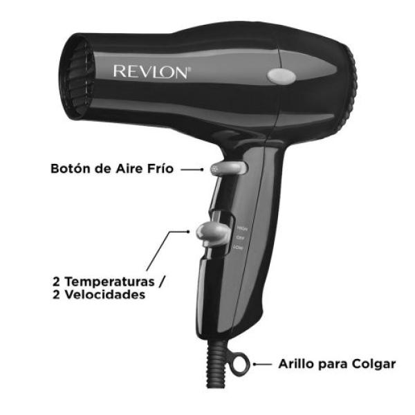 Secadora Revlon RVDR5260BLA2 1875W Plegable Tecnología Iónica Cabello Brillante Negro