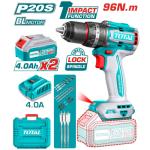 Taladro Percutor Industrial Brushless 20V 96Nm 13mm 2x4.0Ah Li-Ion Maletín