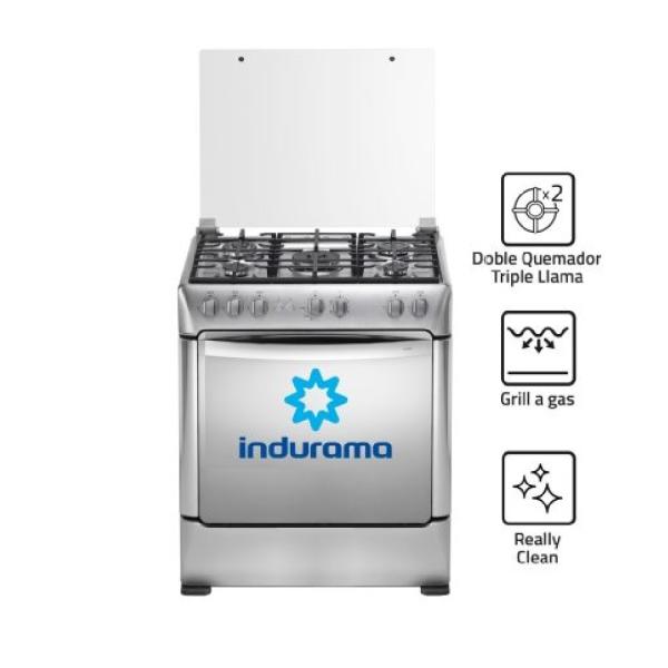Indurama Firenze Zafiro Croma Cocina a Gas 5 Hornillas Encendido Automático Acabado Espejo