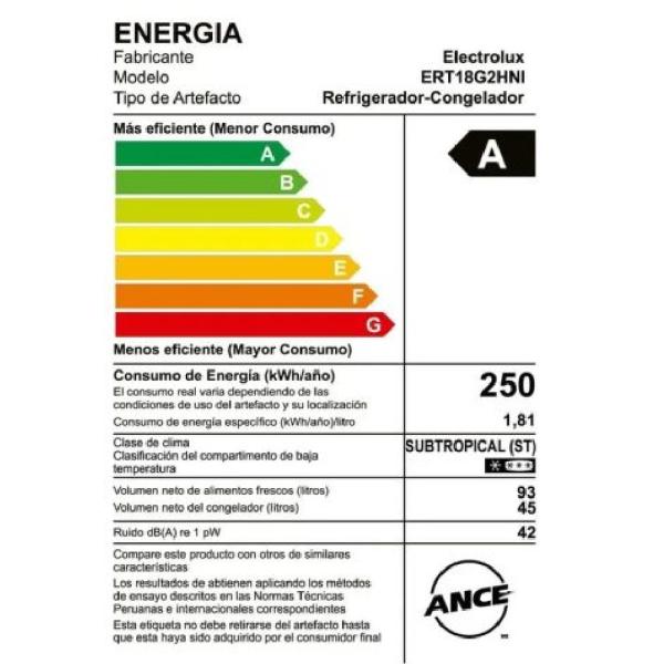 Electrolux ERT18G2HNI Cold Fresh 180L Eficiencia A+ Tecnología No Frost Plata