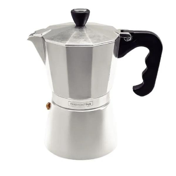 Tramontina 61768/010 Cafetera Moka 6 Tazas Aluminio Anodizado Sistema Vapor