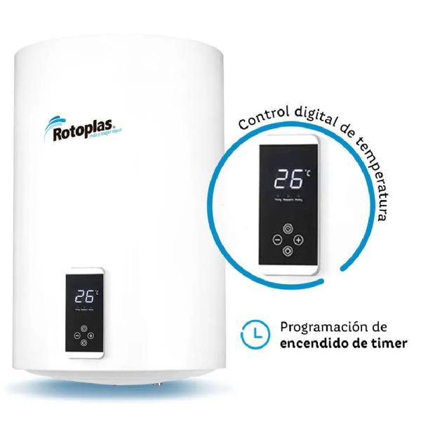 Rotoplas Digiterma 50L Terma de Acumulación Digital 1500W Ahorro Energético Panel Táctil Blanco