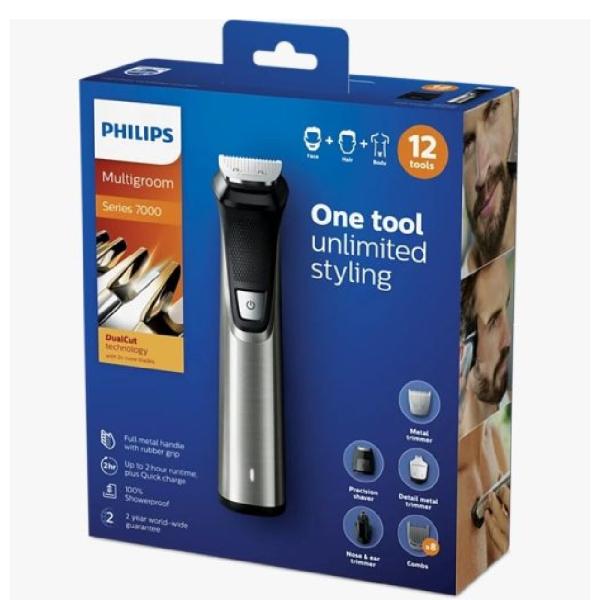 Philips Multigroom Serie 7000 MG7735 12 en 1 Recortador Profesional 60 Min Autonomía Acero Inoxidable