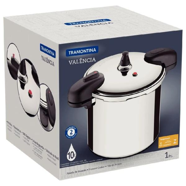 Tramontina Valencia Olla a Presión Aluminio Pulido 24 cm 10L Tapa Segura Cocción Rápida - 20564024
