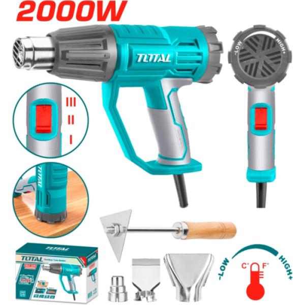 Pistola de Calor Industrial 2000W 450L/min 50-550°C Rango Ajustable Profesional