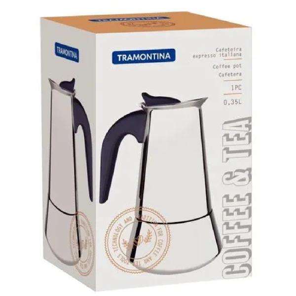 Cafetera Espresso Italiana Clásica 0.35 LT 3 Tazas Sistema Moka Acero Inoxidable Plateado