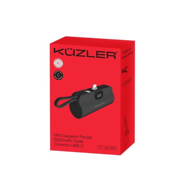 Minipowerbank Kuzler 5000mAh Carga Bidireccional Portátil USB-C Negro