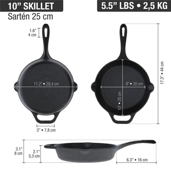 Sartén Victoria 25 cm Hierro Fundido Revestimiento Esmaltado Resistente al Rayado- 55145014