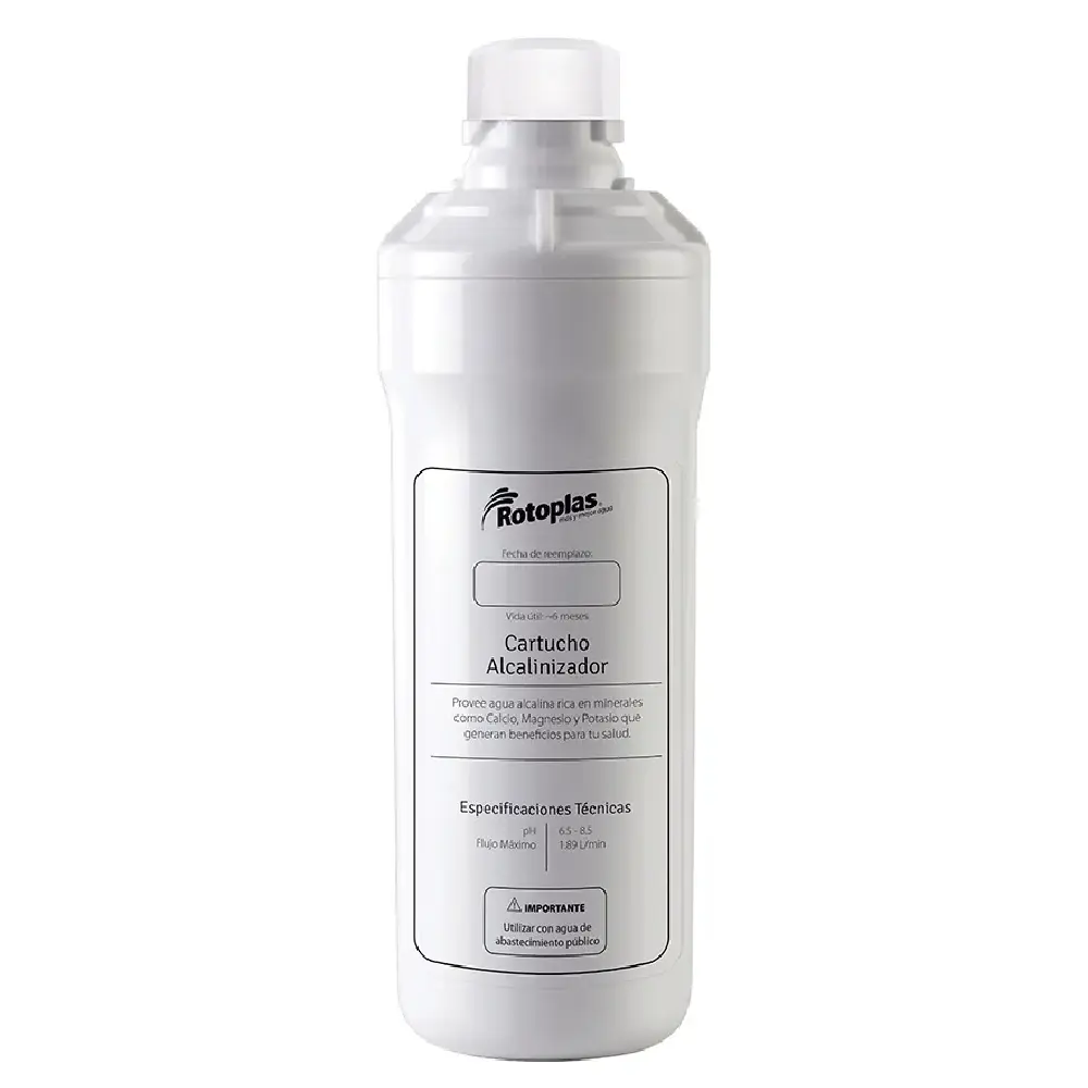Rotoplas Cartucho Alcalinizador Purificador Agua Mineralizador PH Alcalino Blanco