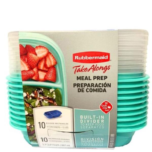 Set 10 Recipientes Rubbermaid con Separadores 887ml Resistente al Microondas Tapa Segura -2139162