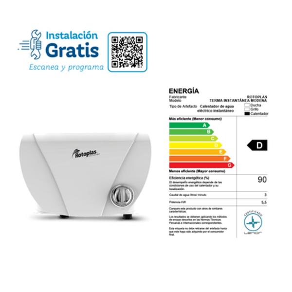 Rotoplas Terma Instantánea Modena 6KW Sistema Anti Congelación Ahorro Energético