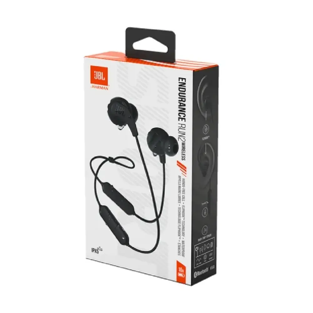 JBL Endurance Run 2 Bluetooth 10h IPX5 Resistente al Agua Negro - Deportivos In-Ear