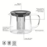 Tetera de Vidrio UYSA 0.9 Litros con Filtro Integrado Base Antiadherente
