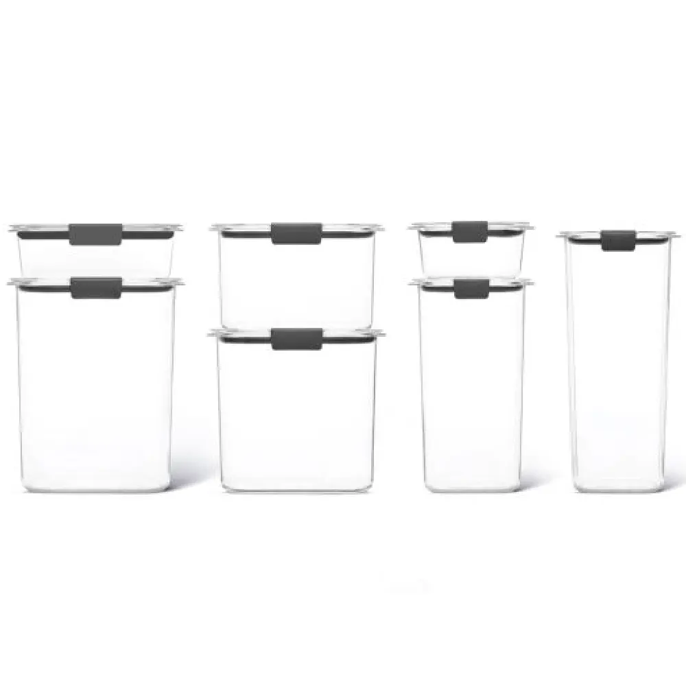 Juego Rubbermaid Brilliance 7 En 1 Tuppers Cocina Almacenaje Tapas Coloridas Ajuste Perfecto