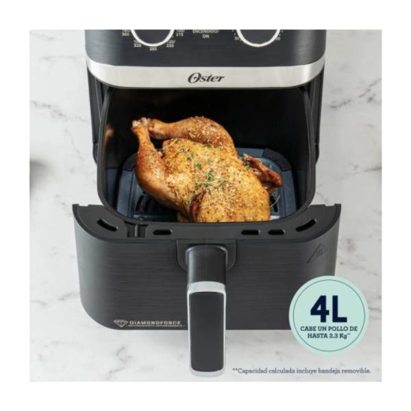 Freidora de Aire Oster Digital 4 Litros 1500 Watts Cocción Rápida Sin Aceite Negro