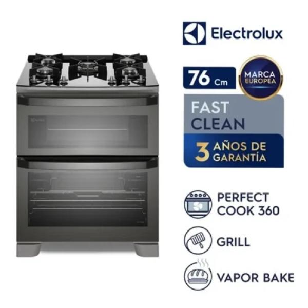 Electrolux FE5AD Cocina 76cm 5 Quemadores Triple Llama Doble Horno Acero Inoxidable