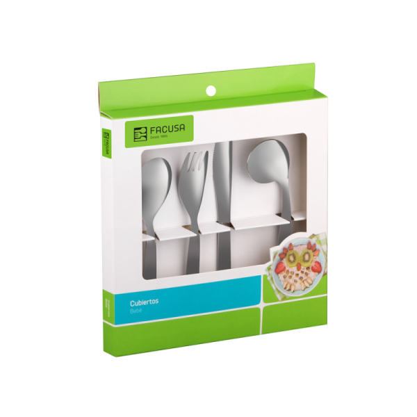 FACUSA Simba Set Cubiertos Bebé x4 Piezas Acero Inoxidable Diseño Ergonómico