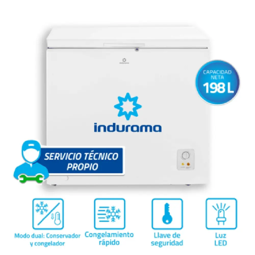 Congeladora Horizontal Indurama CI-220BL 198L Eficiencia Energética A+ Sistema No Frost Color Blanco