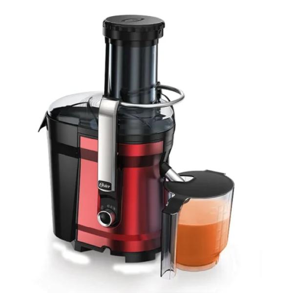 Oster FPSTJE318R Extractor de Jugos 800W 3 Velocidades Sistema Antigoteo Filtro Acero Inoxidable