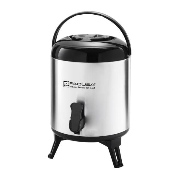 Facusa Dispensador de Líquidos 9.5 Lt. Acero Inoxidable Base Antideslizante Válvula Antirretorno Blanco- 10261005
