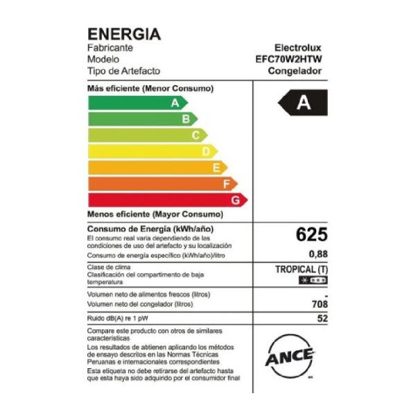 Congeladora Electrolux Frost 708L EFC70W2HTW Horizontal Ahorro Energético Blanco