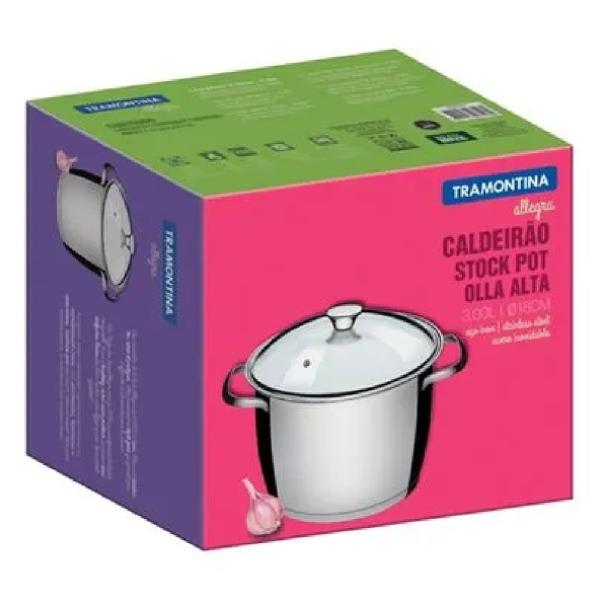 Tramontina Allegra Olla Acero 18cm 3L Tapa Vidrio Termorresistente - 10116239