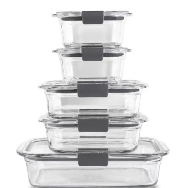 Rubbermaid Brilliance Set de 5 Herméticos de Vidrio 3.2L Cierre Perfecto Libre de BPA
