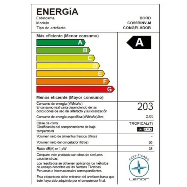 Bord CO99BINV-M Congeladora Horizontal 99L Compresor Inverter Eficiencia A Blanco