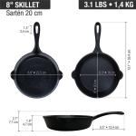 Sartén de Hierro Fundido UYSA 20 cm 8 Pulgadas Base Difusora Esmaltado Duradero - 55145013