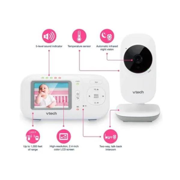 VTech VM2251 Monitor para Bebé Pantalla LCD 2.4” Visión Nocturna WiFi Blanco
