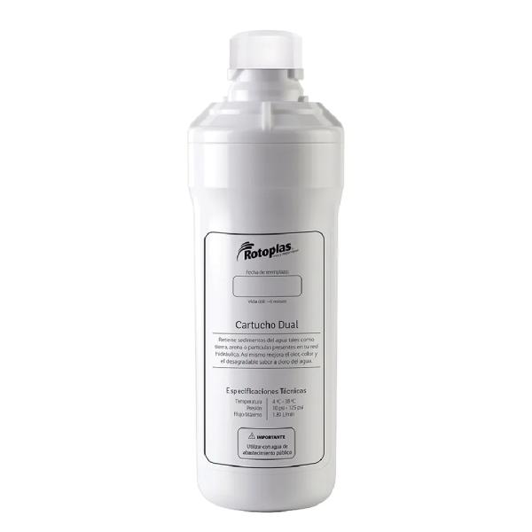 Rotoplas Cartucho Dual Repuesto Purificador Alcalinizador Filtro Agua Mineralizador Blanco