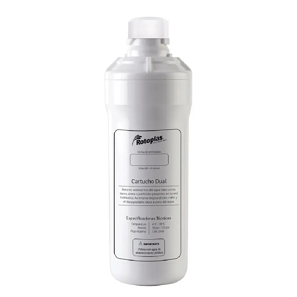 Rotoplas Cartucho Dual Repuesto Purificador Alcalinizador Filtro Agua Mineralizador Blanco