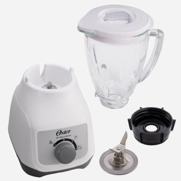 Oster BLSTKAGWRD Licuadora 550W 1.5L Vaso Vidrio 5 Velocidades + Pulso Blanco